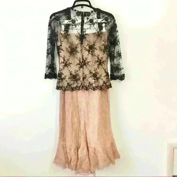 Pronovias Barcelona Black & Rose Gold Beaded Vintage Two Piece Shirt & Skirt Set - Picture 2 of 15